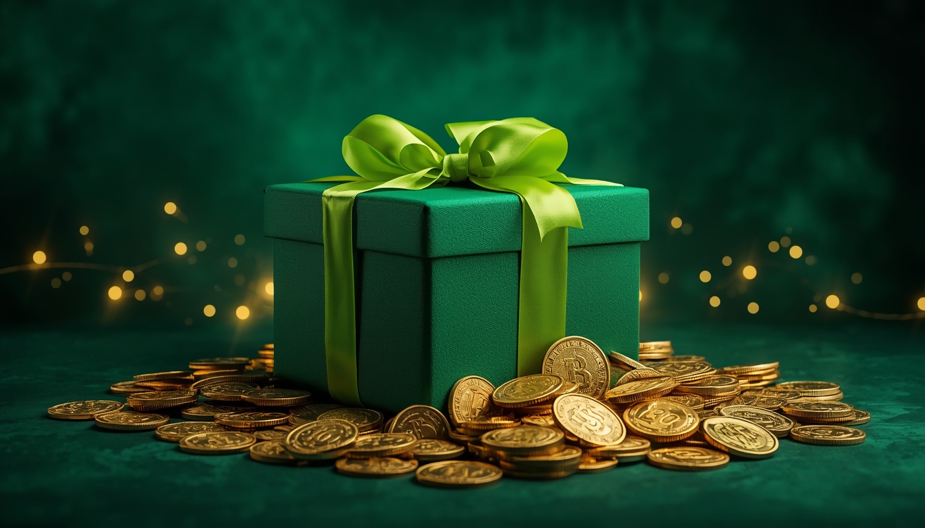 Cutie cadou Verde Casino cu monede de aur — bonus de bun venit 1000 RON
